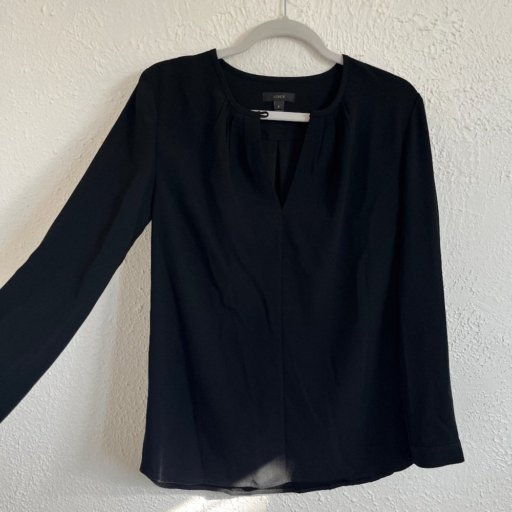 J. Crew Black Pleated Blouse
